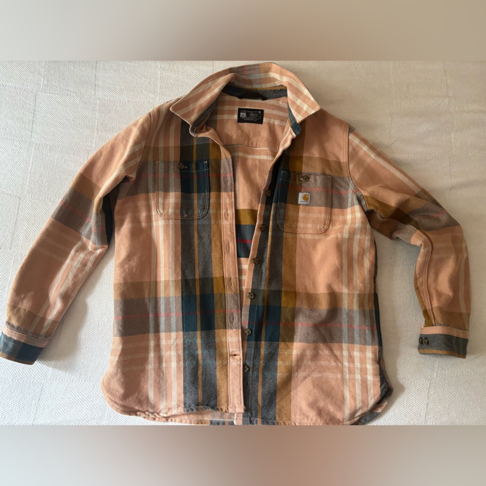 Carhartt Tan and Black Plaid Shirt
